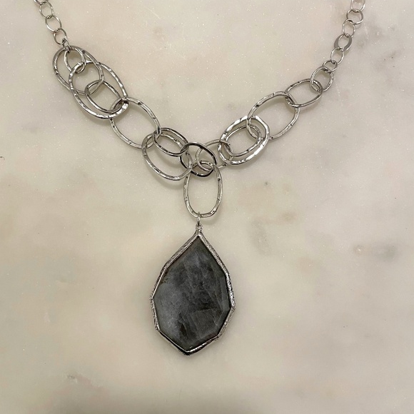 Silpada 925 Sterling Silver and Gray Stone Pendant 24” Necklace - Picture 1 of 3